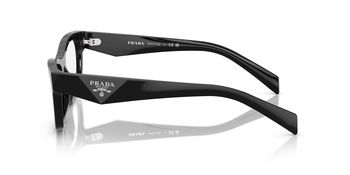 Das Bild zeigt die Bügel die Prada Brille B01V in schwarz.